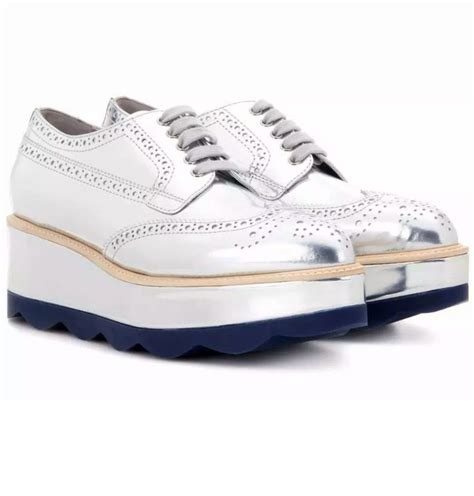 prada silver brogues|Prada brogues.